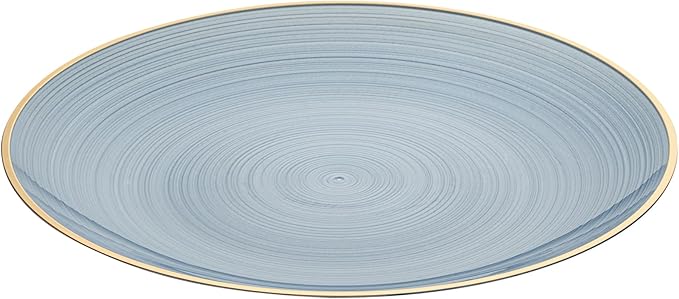 Restaurantware Plastic Plates 100 Pcs 10" Gold Rimmed Disposable Plates Heavy-Duty Blue Translucent Rippled Plastic Dinner Servers for Party, Weddings, Salads, Desserts, and Appetizers