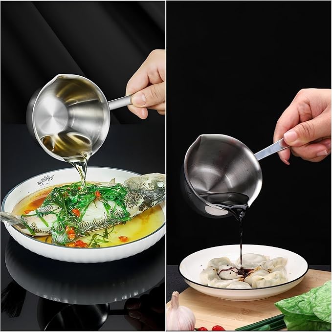 Stainless Steel Butter Warmer, Mini Butter Melting Pot with Dual Pour Spout Small Saucepan Milk Pan for Coffee Smaller Liquid Portions (150ML)