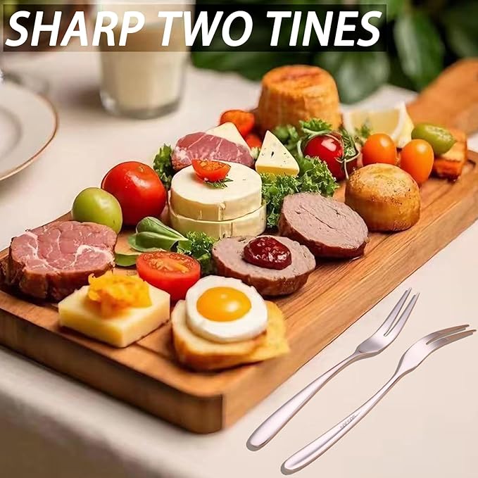 Crab Mini Stainless Steel Forks,Mafier 2 Prong Tasting Appetizer Forks Portable Cocktail Dessert Salad Seafood Fruit Forks for Party Travel,5.51 Inches (Set of 12)