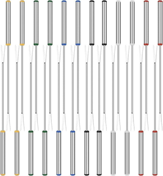 24pcs Fondue Forks, BetterJonny 9.4In Stainless Steel Fondue Sticks Color Coded Cheese Forks with Heat Resistant Handle for Hot Pot Barbecue 6 Colors