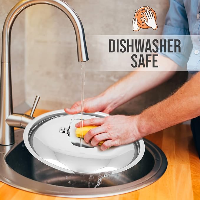 Nutrichef Stainless Steel Stockpot Lid - Sturdy and Durable Stain-Resistant Kitchen Cookware Saute Pan Stock Pot Lid w/ Handle - Works w/ Kitchenware Pots & Pans Set Model NCSSX45