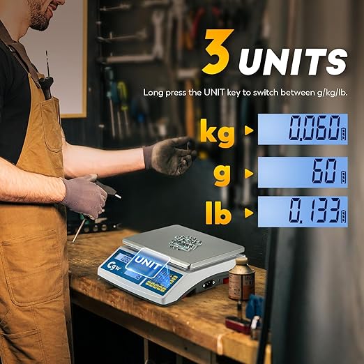 CGOLDENWALL Industrial Counting Scale lb/g/kg Digital Inventory Scale for Small Parts, Coins, Piece (66lb/0.00022lb, 30kg/0.1g)