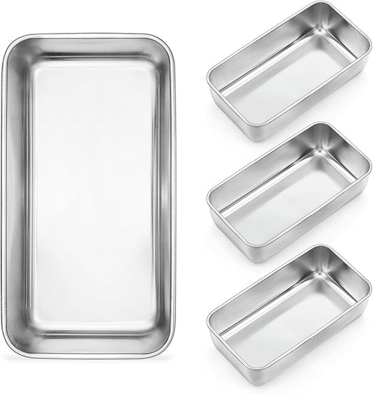 Onader 9 x 5 Bread Loaf Pans, Stainless Steel Deep Meatloaf Pan for Baking Set of 4
