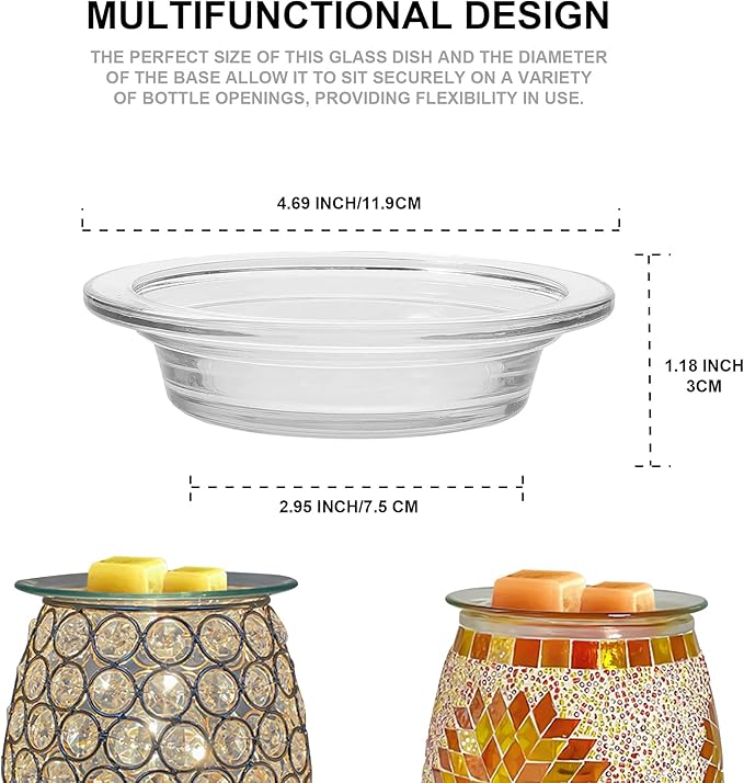 Replacement Wax Warmer Dish - Fits Most Wax Warmers - Durable Glass Dish for Wax Melts Melter Wax (4.69inch/11.9cm)