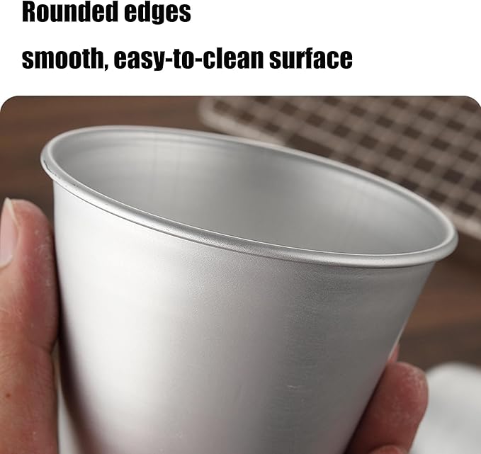 6 Packs Popover Pan, Aluminium Pudding Tin Cup Baking Maker, Individual Muffin Chocolate Molten Brownie Tumbler Raspberry Souffle Cupcake Moulds - Round-Pudding 3"x 2.2"