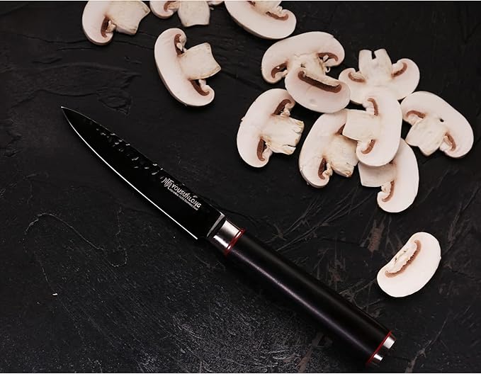 YOUSUNLONG Kitchen Utility Knife 5 Inch Multi-purpose knife Hammered Japanese AUS8 Steel - HRC Steel - Leadwood Handle