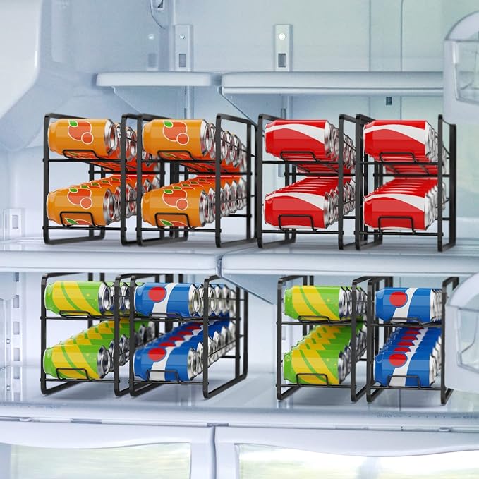 Stackable Can Organizer for Pantry, Can Organizer Storage Rack, 4 Pack Can Food Organizer, Beverage Storage Holder for Refrigerator, Cabinet Can Dispenser for Pantry