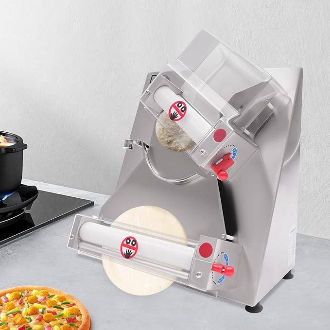 Pizza Dough Roller Machine,Pasta Maker,4-12" Automatic Commercial Dough Roller Sheeter, Stainless Steel Adjustable Thickness Dough Machine, for Pasta Maker Equipment