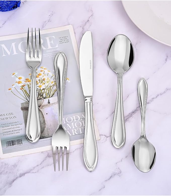 Silverware Set, 20-Piece Stainless Steel Flatware, 18/0 Stainless Steel Utensils, Dishwasher Safe, Modern Tableware for Home & Kitchen Dining (20 pieces for 4) (20)