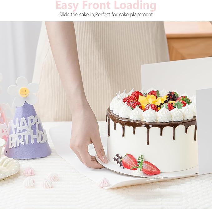 3 Pack Cake Boxes, 10x10x8 Inches Tall Cake Box with Cake Boards, White Bakery Boxes with Window, Disposable Cake Containers with Lids for Cake, Donuts, Pies, Cookies, Wedding, Birthday, Party