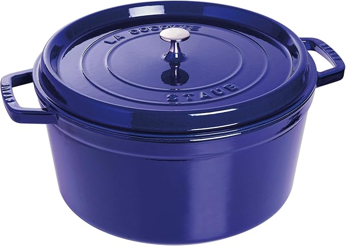 Staub Cast Iron 9-qt Round Cocotte - Dark Blue, Made in France