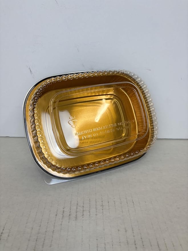 Small Black and Gold Pan with Dome Lid | 100 Sets Big Pans with Dome Lids | Durable & Versatile Pans with Dome Lids Serving Foods Hot Meals Baking Desserts BBQs Catering