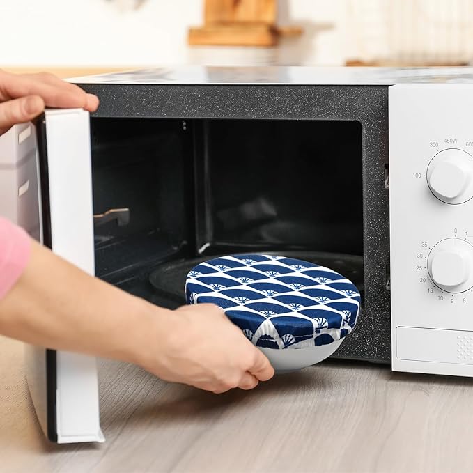 Patelai 10 Pcs Bowl Covers Reusable in 5 Size Stretch Cloth Fabric Elastic Food Storage Bowl Covers Bread Sourdough Lids for Proofing Food Fruits Leftover (Japanese)