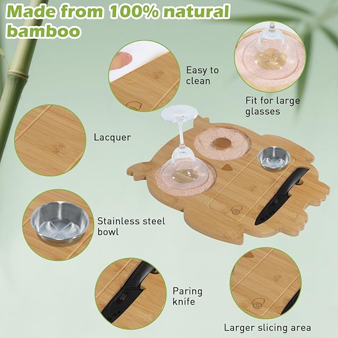 Margarita Salt Rimmer Set Salt Rimmer Set for Cocktails Owl-Shaped Salt & Sugar Rimmer Set with Bowl and Knife Glass Rimmer Bartender Accessories for Home Bar Party Drinks (Light Bamboo)