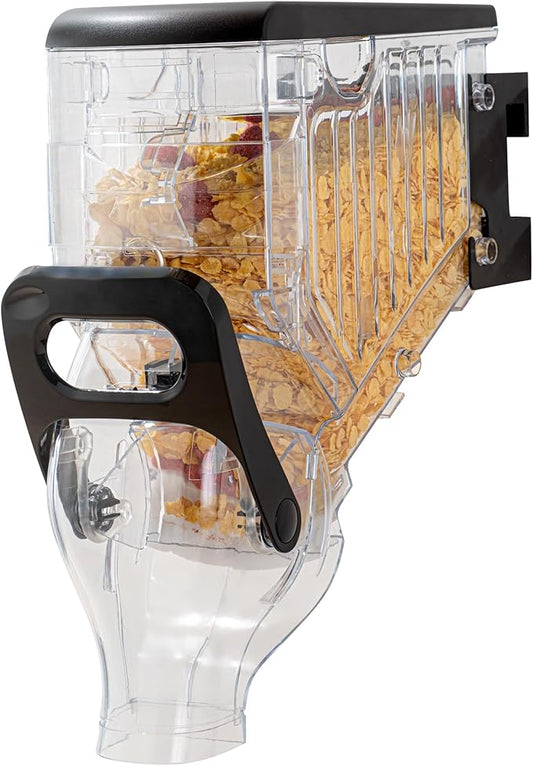Restaurantware-Met Lux 2.1 Gallon Dry Food Dispenser, 1 Airtight Cereal Dispenser - Wall-Mounted, Single Control, 1 Black Plastic Grain Holder, For Snacks, Nuts, Or Coffee Beans