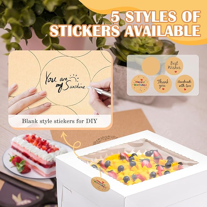 16Pcs 12x12x6 Inch Cake Boxes with Window, White Bakery Boxes, Cake Carrier Container for Pastries, Pie, Cookies, Chocolates, Cupcakes, Birthday Party, Wedding