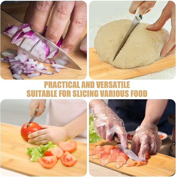 Patelai 12 Packs Wooden Cutting Board Set with Handles Large Kitchen Serving Plain Chopping Board Bulk Gifts for Mom for Vegetables Meat Pizza Cheese Fruit Bread(Bamboo,21.5 x 8.75 Inch)