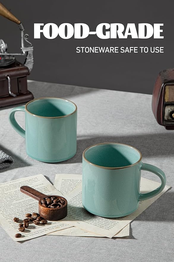 famiware Nature Coffee Mugs Set of 4, 14 oz Coffee Mug Set, Coffee Cups with Handle for Coffee, Tea, Cocoa and Milk, Microwave and Dishwasher Safe, Verdure