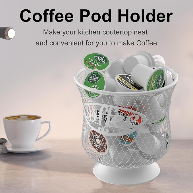 Coffee Pod Holder, Sturdy K Cup Organizer, Large Capacity K Cup Storage for Keuring Espresso Capsule Coffee Creamer, Easy to Refill and Organize for Cafe Bar, Coffee Bar Decor