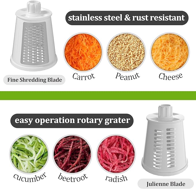 Ourokhome Cheese Grater Hank Crank Cheese Shredder, Mandoline Vegetable Slicer with 5 Interchangeable Blades and Strong Suction Base for Fruit, Vegetables, Nuts Black