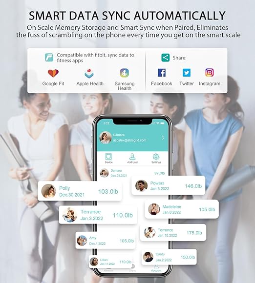 ABLEGRID Body Fat Scale,Digital Smart Bathroom Scale for Body Weight, Large Color Display Screen, 16 Body Composition Metrics BMI, Water Weigh, Heart Rate, Baby Mode, 400lb, Rechargeable (White)