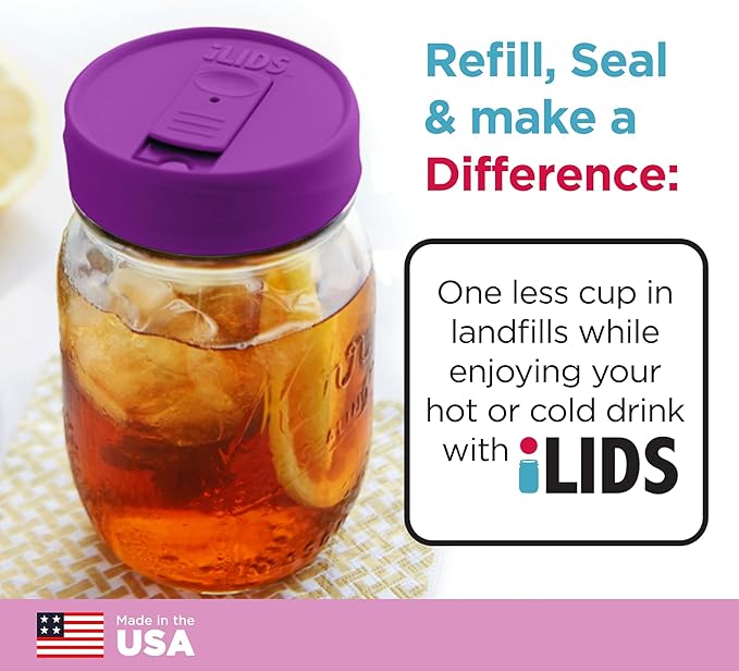 Mason Jar Drink Lid, Regular Mouth, Mulberry, Pack of 2