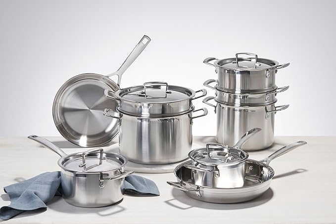 Le Creuset Stainless Steel Classic 3-Ply Deep Pasta Pot and Sieve, 7.5qt