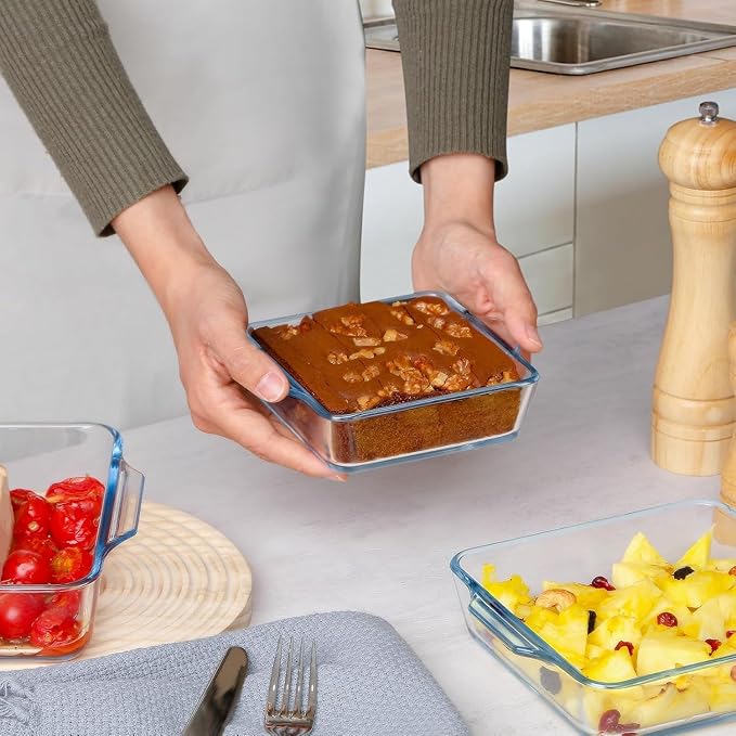 NUTRIUPS Mini 4.5x5.9x1.3in Square Glass Baking Dish for Oven, 10oz Square Cake Pan Glass Casserole Dishes for Oven