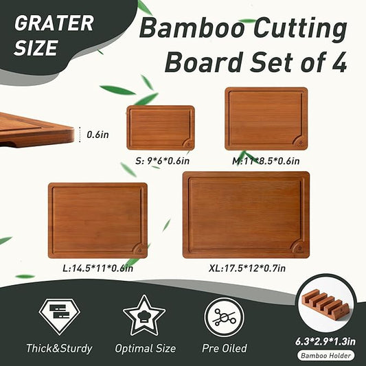 Bamboo Cutting Board Set Non Slip Feet with Holder Over Sink Father Day Dad Parents Papa Stepdad Pappy Poppy Pawpaw Who Want Nothing Everything Future Groom Bride Christmas Happy Birthday Gifts Ideal