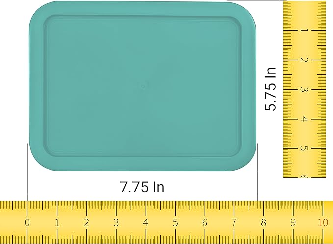 Replacement Lids for Pyrex 3-Cup Glass Food Storage Container Bowls, (7.75 x 5.75-Inch) Plastic Rectangle Lids Covers fits Pyrex 7210-PC, Airtight & Leakproof (6-Pack, Turquoise)