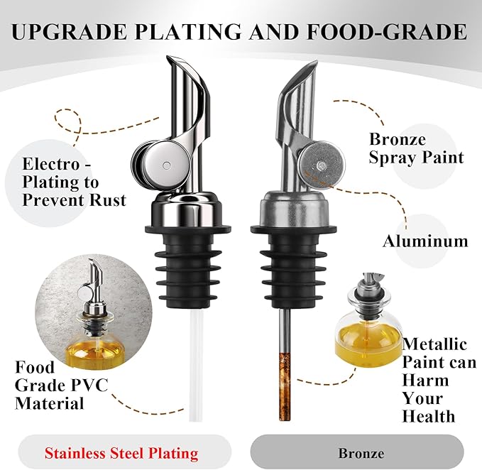 Olive Oil Dispenser Bottle with Bamboo Tray, GIXSEGIE Oil and Vinegar Dispenser Set w.Metal Pour Spout, Coffee Syrup Dispenser, Olive Oil Cruet Cooking Oil Dispenser, Oil Container Bottles for Kitchen