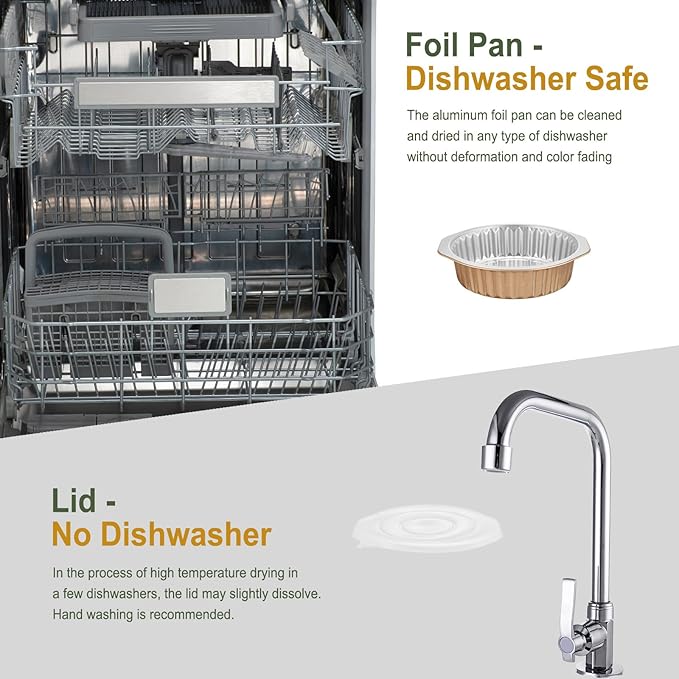 7" Aluminum Foil Pans with Integrated Handles and Snap-On Lids (10 pcs) | 2X Thickness Heavy-Duty Reusable Tin for Baking and Cooking