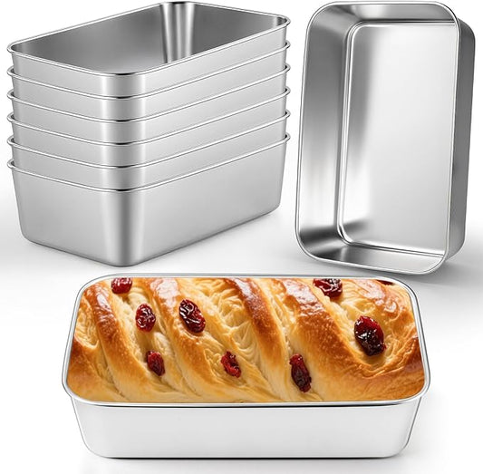 8 Pcs Loaf Pans Set, 9 x 6 Inch Stainless Steel Bread Baking Pan, Loaf Toast Baking Pans, Sandwich Bread Pan for Homemade Breads Meatloaf Cake, Oven & Dishwasher Safe