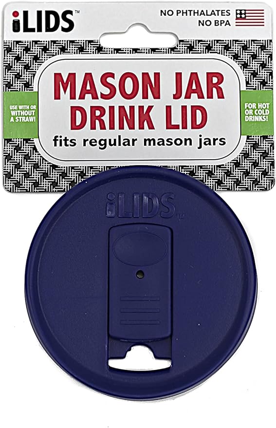 Mason Jar Drink Lid, Regular Mouth, Stars & Stripes Colors, Pack of 3