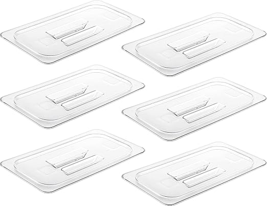 CURTA 6 Pack Food Pan Lids, 1/3 Size NSF Polycarbonate Cover with Handle, Plastic Clear