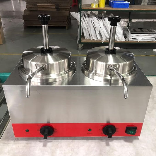 Electric Nacho Cheese Dispenser with Pump Cheese Machine Dual Heads Sauce Warmer 7.5qt Capacity with Insert Pot (Dual Pump)