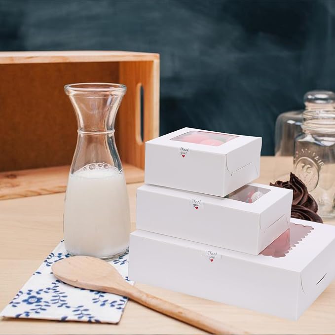 20Packs- 12 Count White Cupcake Containers Bakery Cake Boxes, Birthday, Wedding, Christmas party, Auto-Popup Cupcake Boxes for personalized gift giving , Cookies, Baking Gift Display, cake box