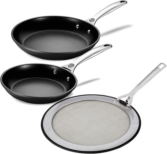 Le Creuset Toughened Nonstick Frypan (8 In. & 10 In.) with Splatter Guard Bundle