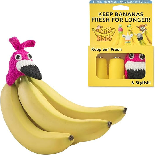 NANA HATS Banana Freshness Preserver, Keep Bananas Fresh Longer, Ideal for Organic Bananas, Innovative Banana Holder for Home Use, Extend Freshness of Your Fruit, AS SEEN ON SHARK TANK, Flamingo