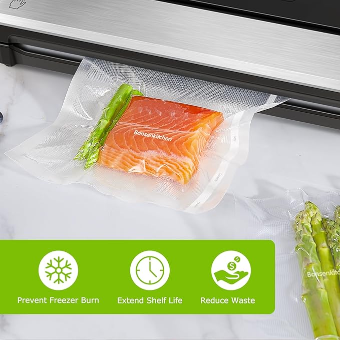 [2025 New] Bonsenkitchen 11” x 150’ Vacuum Sealer Bags Rolls with Cutter for Food Storage, Commercial Grade, BPA Free, Great for Meal Prep and Sous Vide Cooking