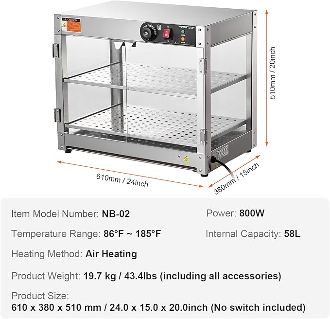 VEVOR foof Warmer Display (2-Tier(20"))