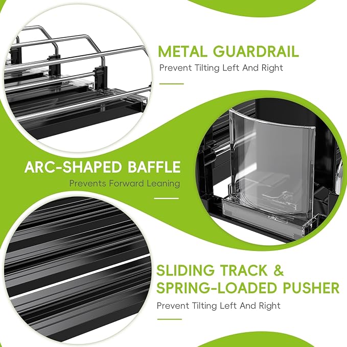 Soda Can Dispenser, Self-Pushing Drink Organizer, Width Adjustable Fridge Organization, Beer Pop Can Water Bottle Dispenser (15.1"D) White (5 Row, Black)