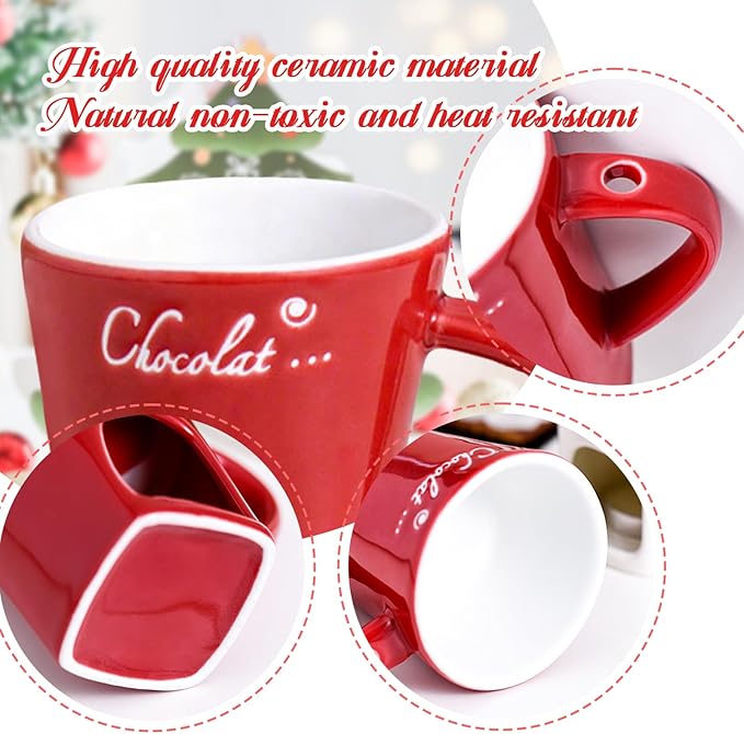Mini Sweet Fondue Cup, Ceramic Coffee Warmer Mug, Portable Chocolate Melting Cup with Fork for Cheese, Great for Adult/Kids for Camping/Date/Movie Night/Birthday/Wedding Gifts (Brown)
