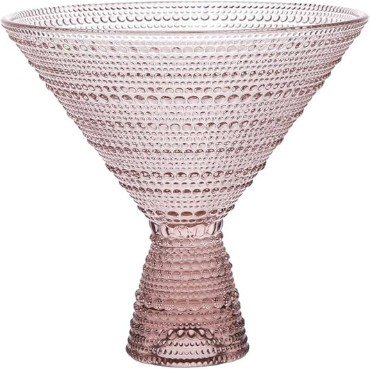 Fortessa Jupiter Beaded Hobnail Glass, 11.5 Ounce Martini (Set of 2), Pink