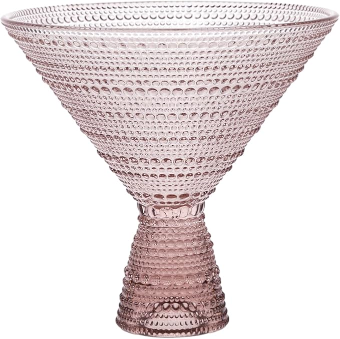 Fortessa Jupiter Beaded Hobnail Glass, 11.5 Ounce Martini (Set of 4), Pink