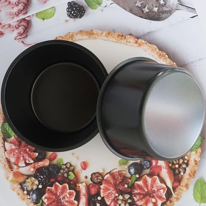 Muffin Pan Individual, 6Pcs Jumbo Muffin Tin Set, Nonstick Round Cupcake Pan for Baking Muffins, Popover, Egg Tarts, Quiche - Carbon Steel, Black