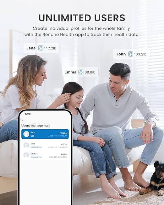 RENPHO Body Fat Scale, Smart Scale with Large Colored VA Display, Digital Bathroom Weighing Machine, BMI Scale, Accurate Body Composition Monitor with Bluetooth App, 400lbs, Elis 1