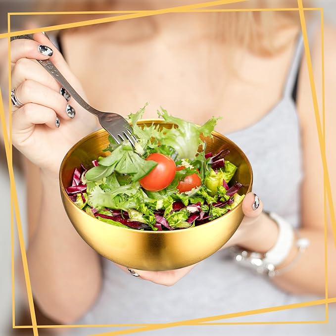 Nuogo 10 Pcs Stainless Steel Mixing Bowls Decorative Esthetician Bowls for Thanksgiving Christmas First Holy Communion Wedding Baking Prepping Serving Facial Salad Fruit Candy(5.9 Inch,Gold)