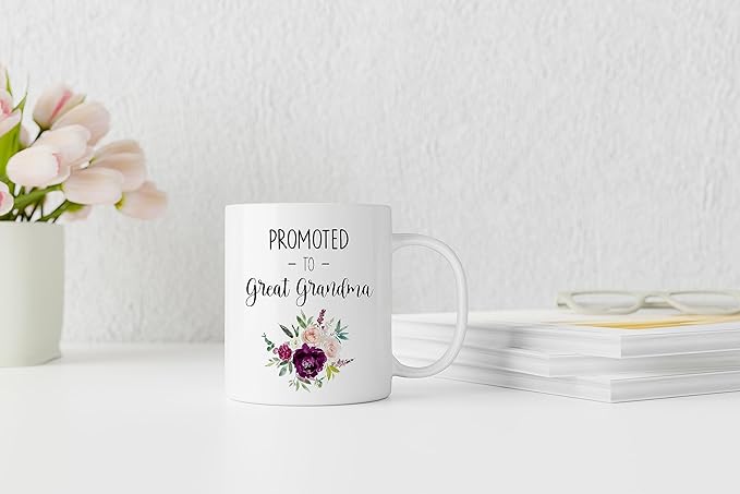 QASHWEY Grandma Coffee Mugs, Grandma Gifts, Grandma Pregnancy Announcement, Grandma Mug Tea Cup Gifts for Grandma Grandmother, Promoted to Great Grandma Coffee Cups Ceramic 11oz