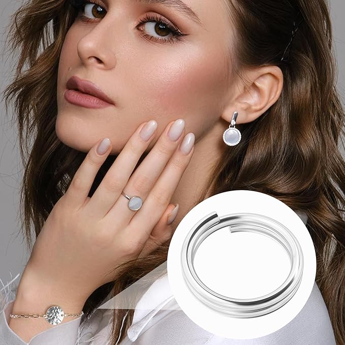 4pcs Jump Rings for Jewelry Making, 925 Sterling Silver Split Jump Ring, 4/5/6/8mm Double Loops Small Key Rings Open Connector Closures for Necklace Bracelets Jewelry Marking